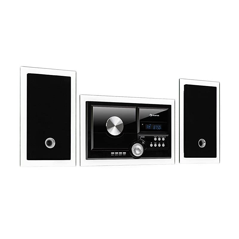 Stereosonic Microsystem Stereo System Micro System 2 x 10 Watts RMS Stereo Speakers FrontLoading CD Player FM Tuner Bluetooth USB Port Incl Remote Control Black