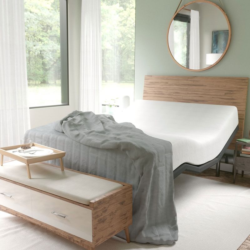 Reverie R400 Electric Bluetooth Fabric Adjustable Power Bed Base with Massaging Technology and Wireless Remote Control Included, Twin XL