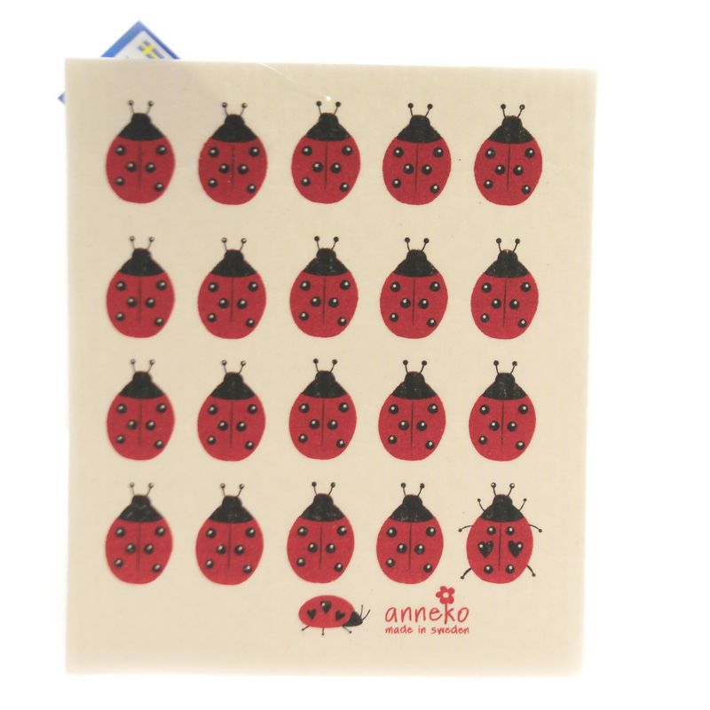 Swedish Dish Cloth 8.0" Ladybugs. Kitchen Absorbent Eco-Friendly  -  Dish Cloth
