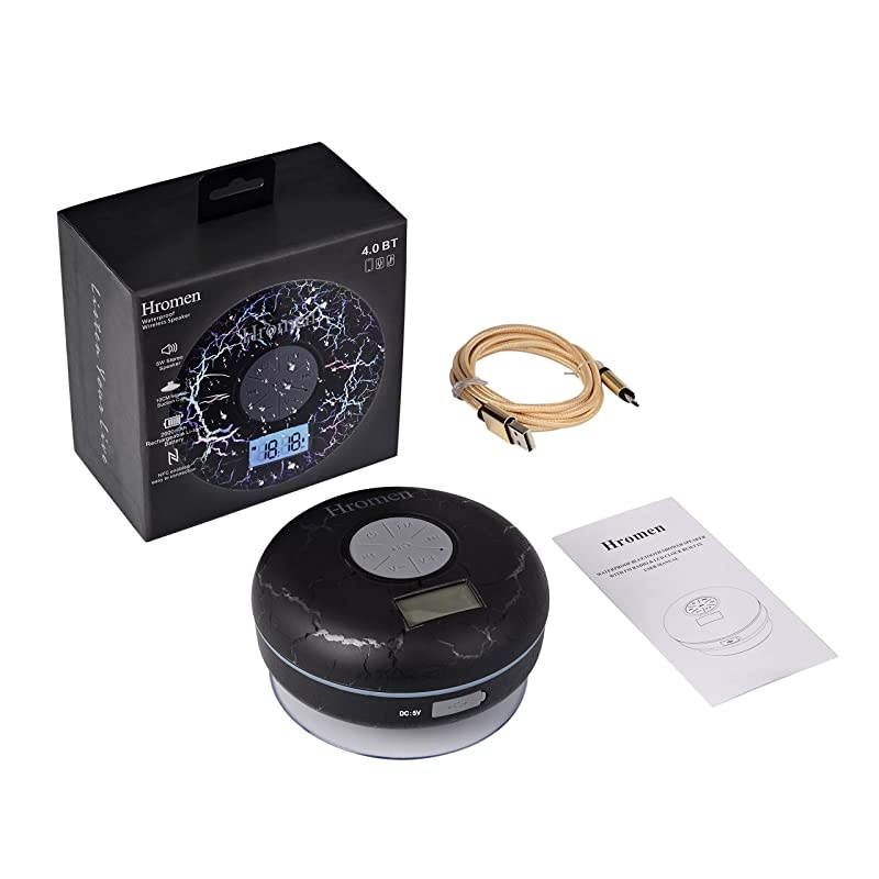 Bluetooth Speaker2nd Gen IPX7 Waterproof Bluetooth Speakers Bathroom Shower Speaker with FM Radiowiereless Cool Cracking Backlit Suction CupOutdoor Speaker Good Gift