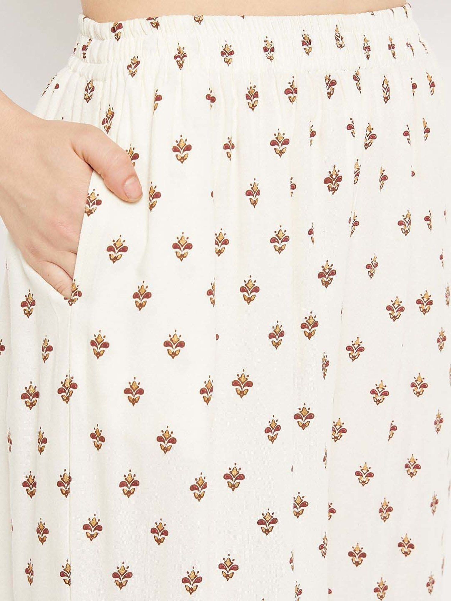 Castle Off-White Printed Palazzos