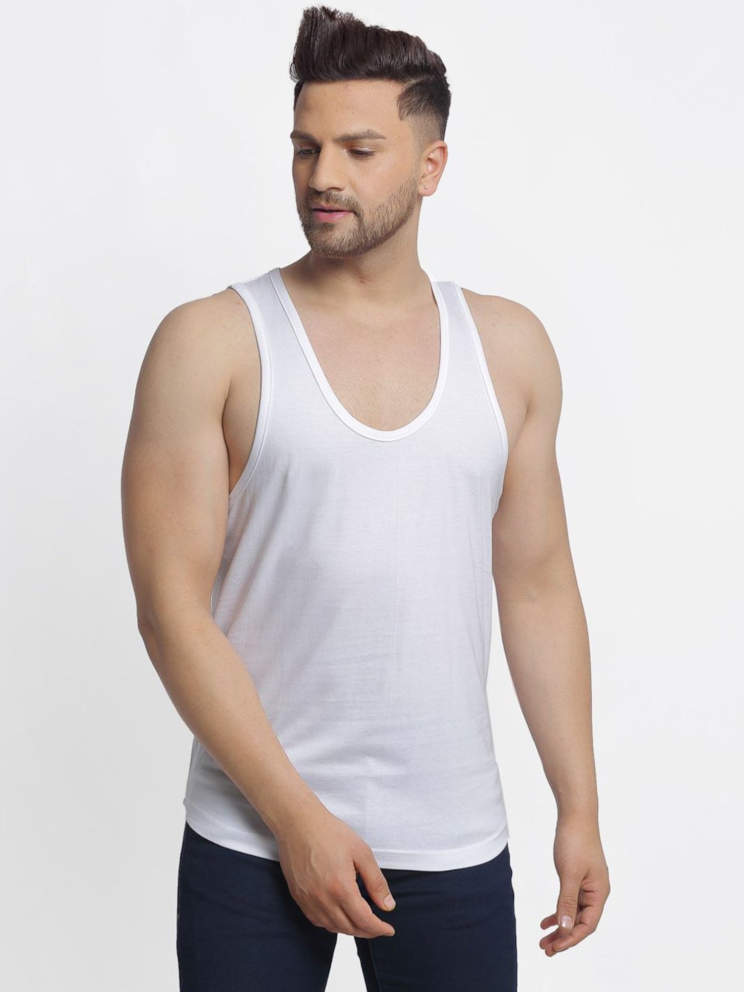 Friskers Multi Cotton Slim Fit Vest - Pack of 2