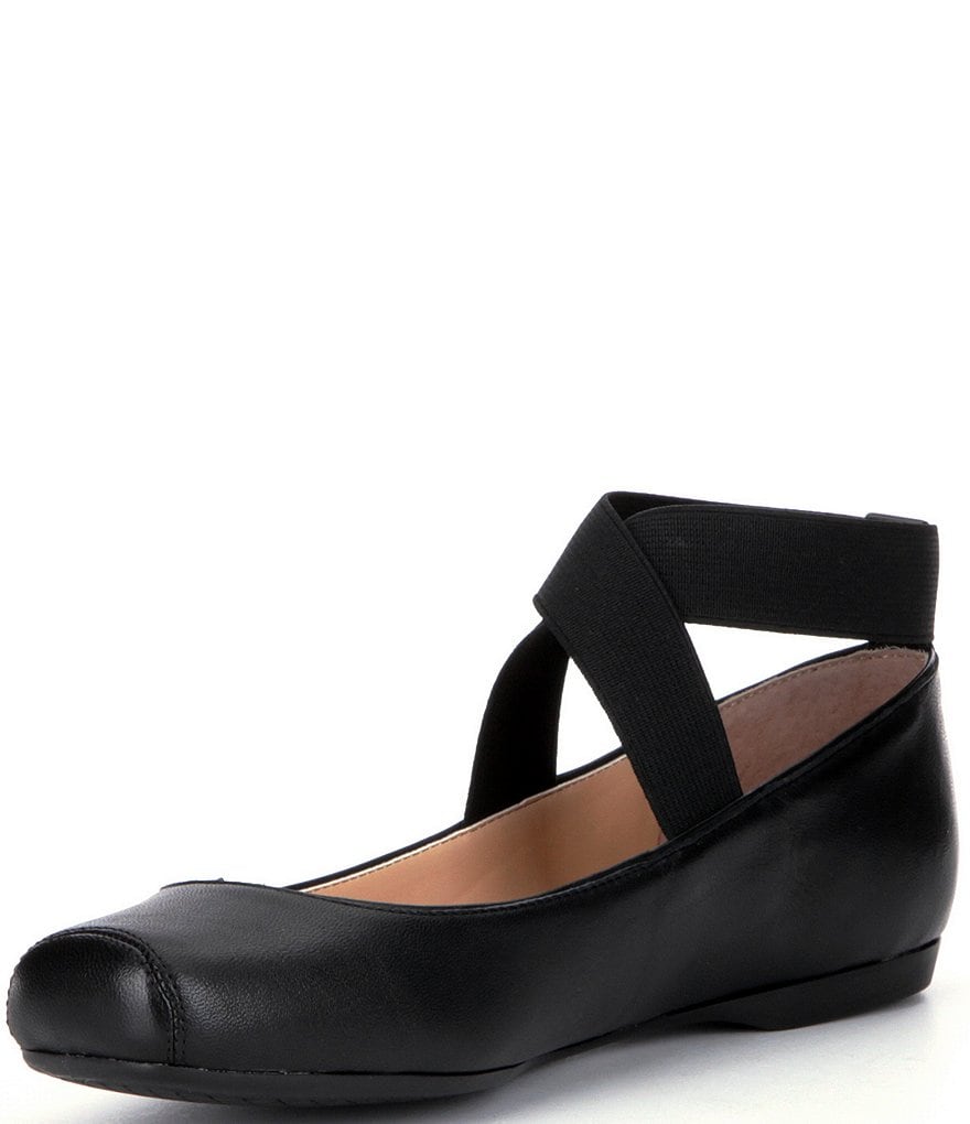 Jessica Simpson Mandalaye Leather Square-Toe Criss Cross Ankle Straps Ballet Flats