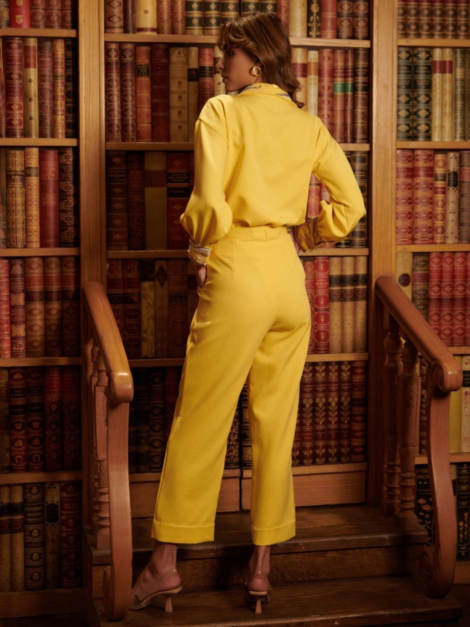 Cin Cin Yellow Audace Party Edit Freta Shirt With Pant