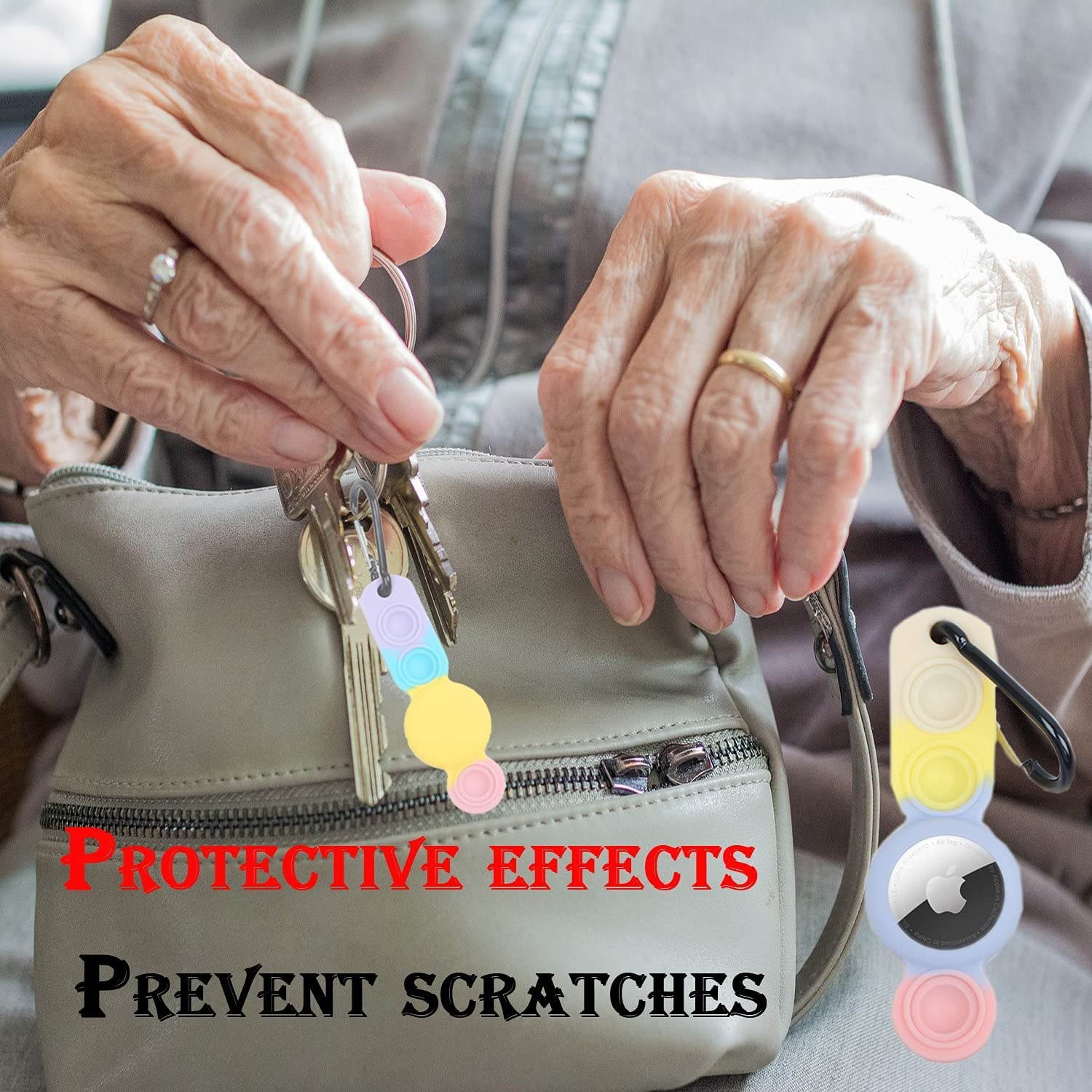 Fidget Toys Case for AirTag Finder, 1-Pack Anti-Scratch Protective Silicone Cover with Keychain Compatible with AirTags 2021 (Rainbow-H)