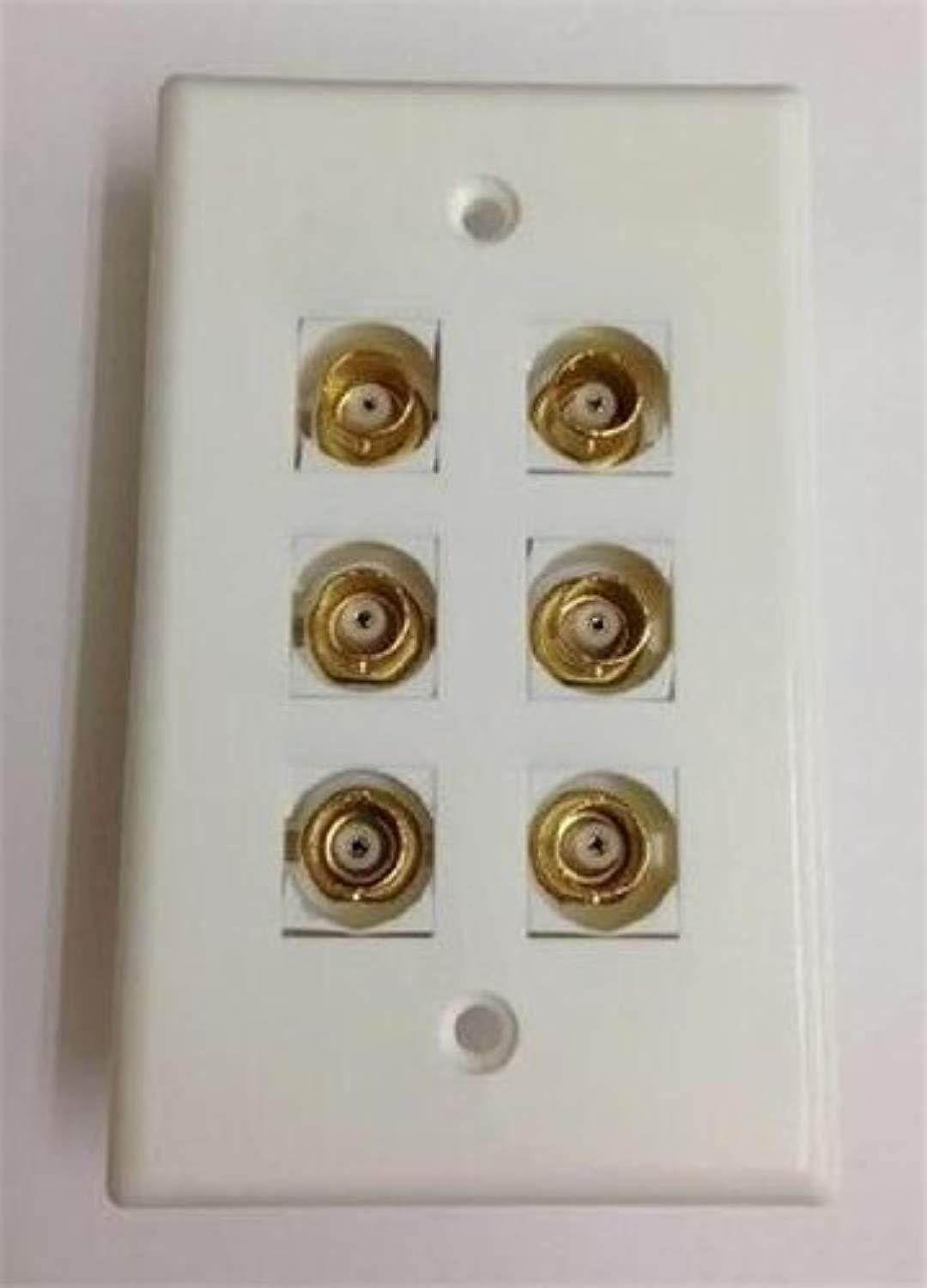 custom white wall plate for cctv video security camera 6 bnc female port feedthrough