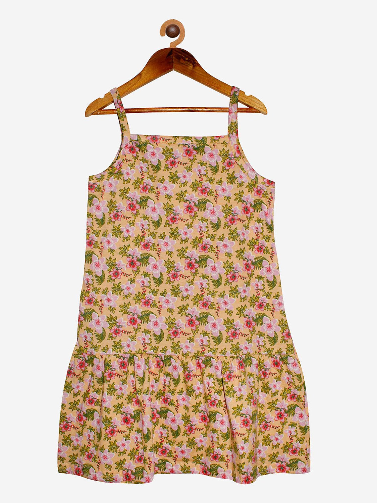 Kiddopanti Kids Peach Floral Print Dress