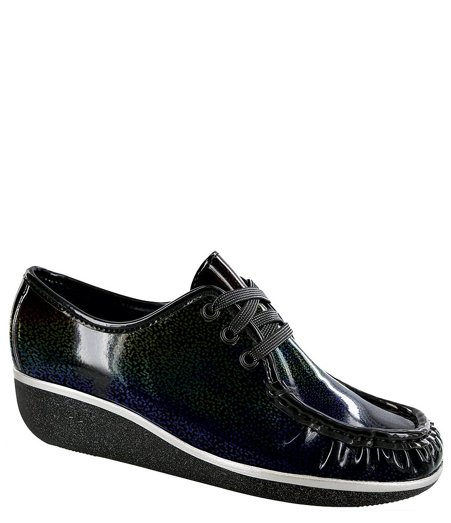 SAS Bounce Patent Leather Lace-Up Wedge Mocs