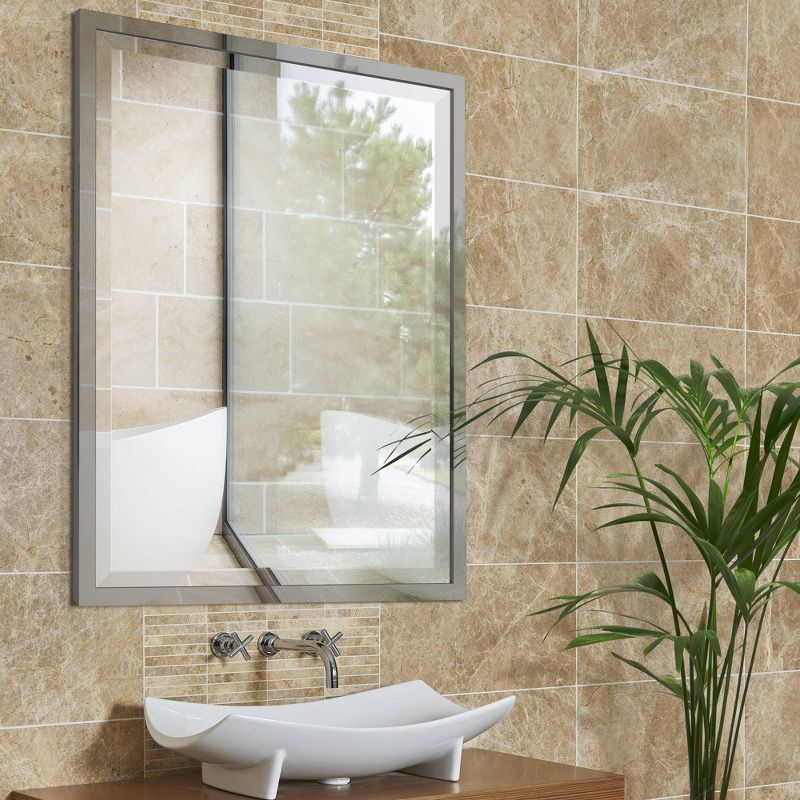 24" x 30" Classic Metal Frame Wall Mirror Chrome - Head West