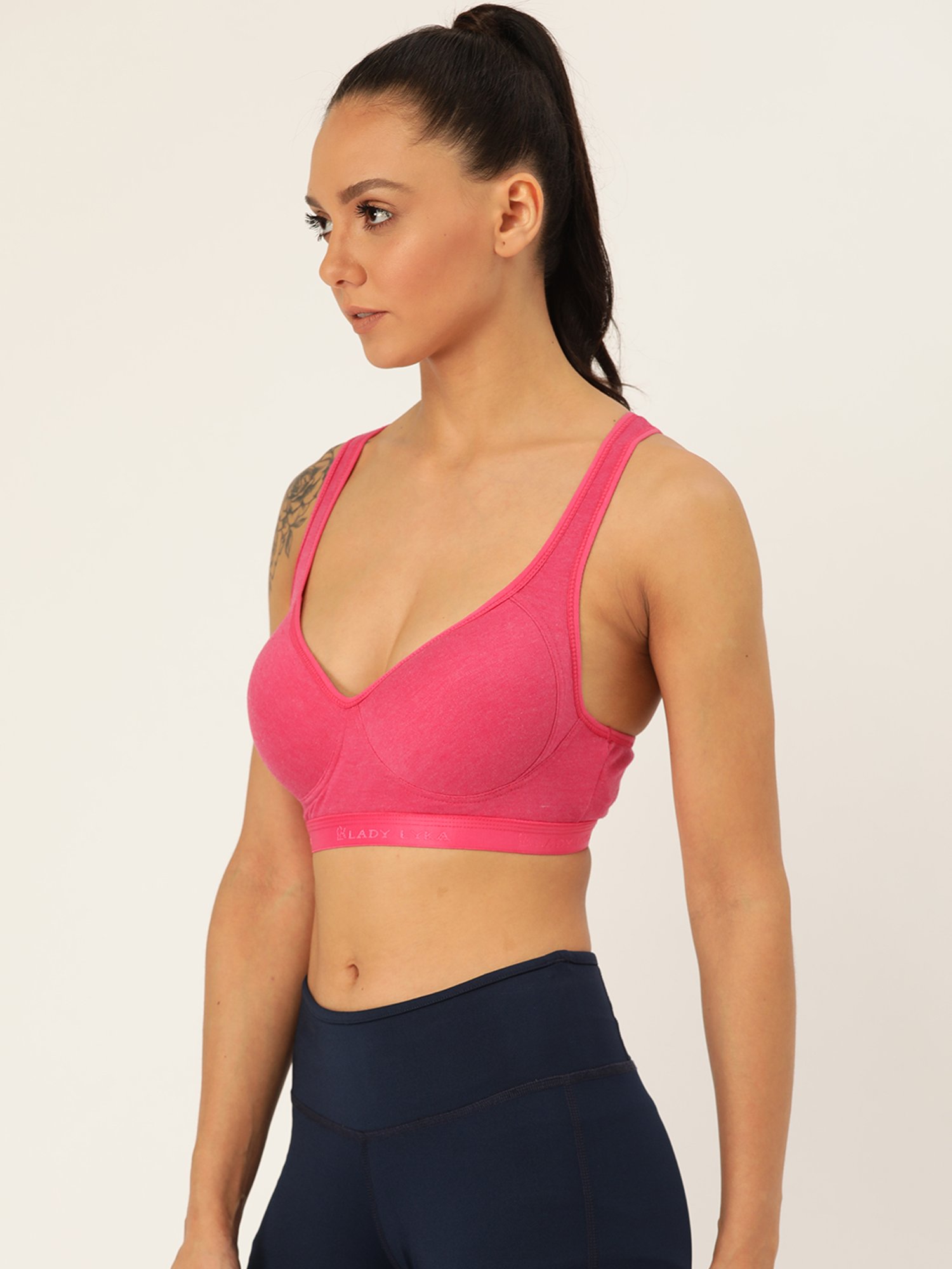 Lady Lyka Multicolor Non Wired Padded Sports Bra (Pack of 2)
