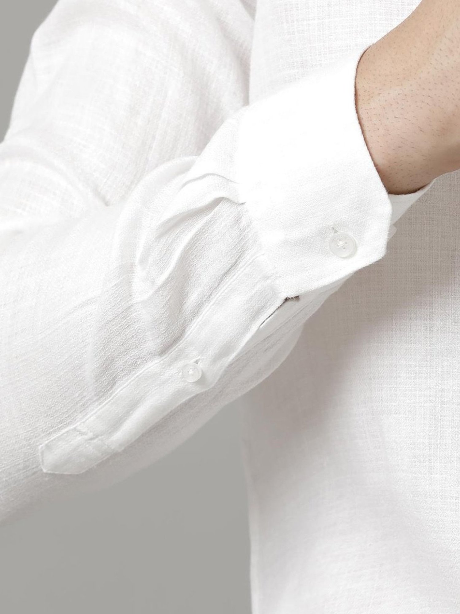 Linen Club White Linen Contemporary Fit Shirt