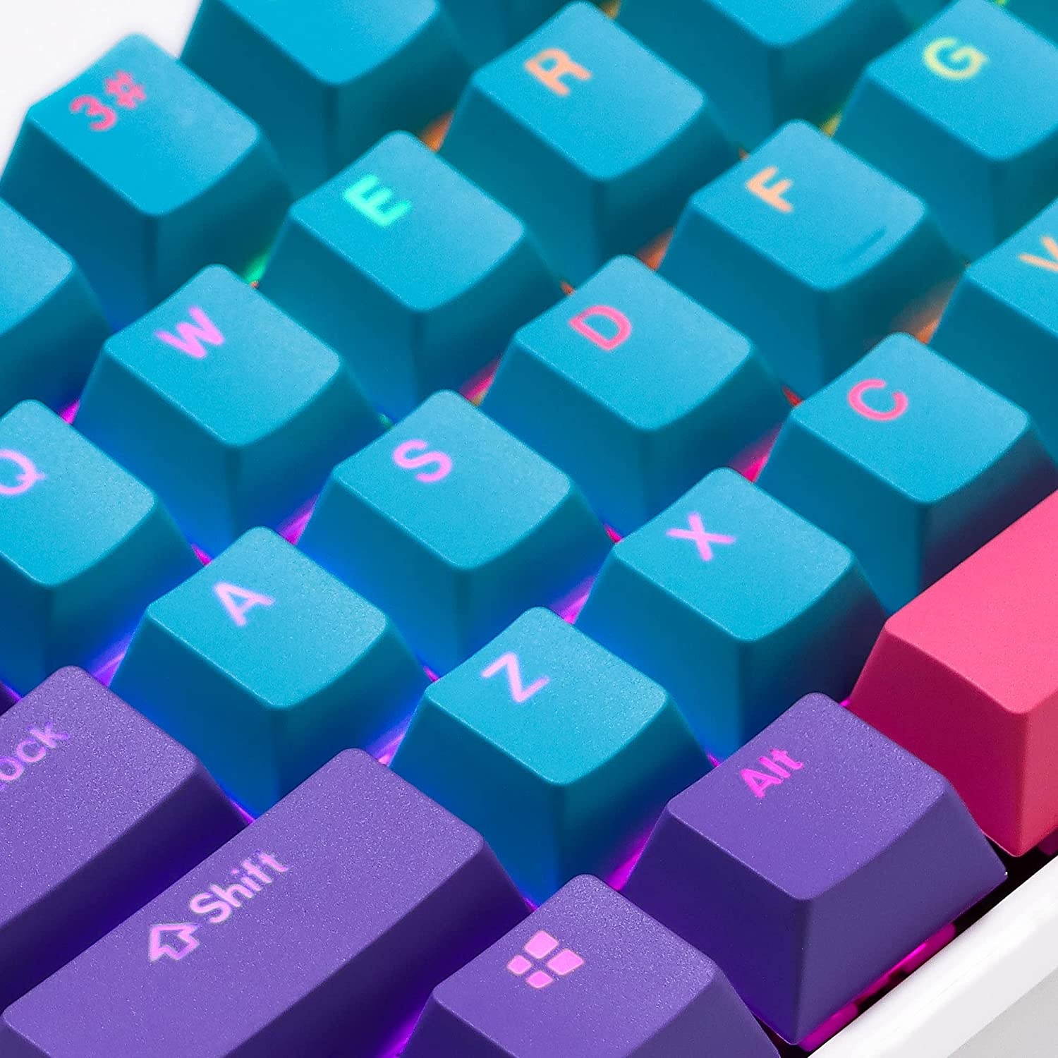 HYSSP 61-Key PBT Cherry Keycaps, 60% Mechanical Keyboard Keycaps ANSI Layout OEM Profile Keycaps, Suitable for Cherry MX Switch/RK 61 / Anne pro 2 / Ducky one 2 Mechanical Keyboard (Keycaps Only)