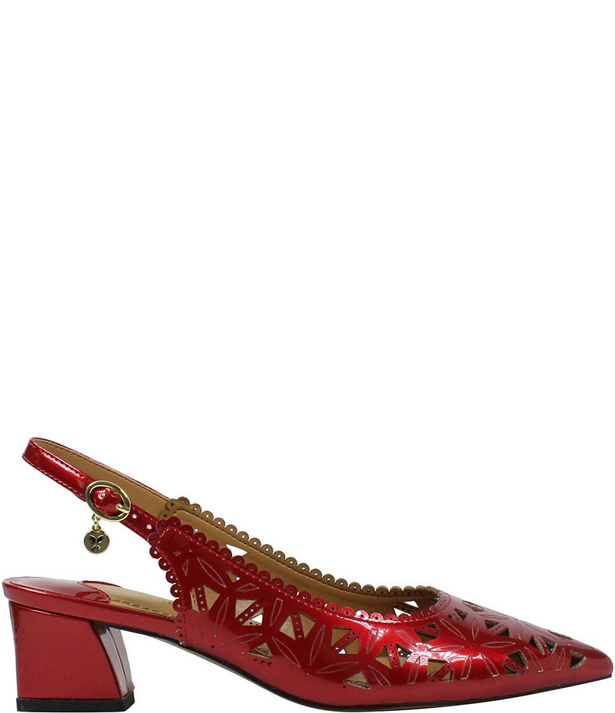 J. Renee Eloden Pearl Patent Laser Cut Slingback Pumps