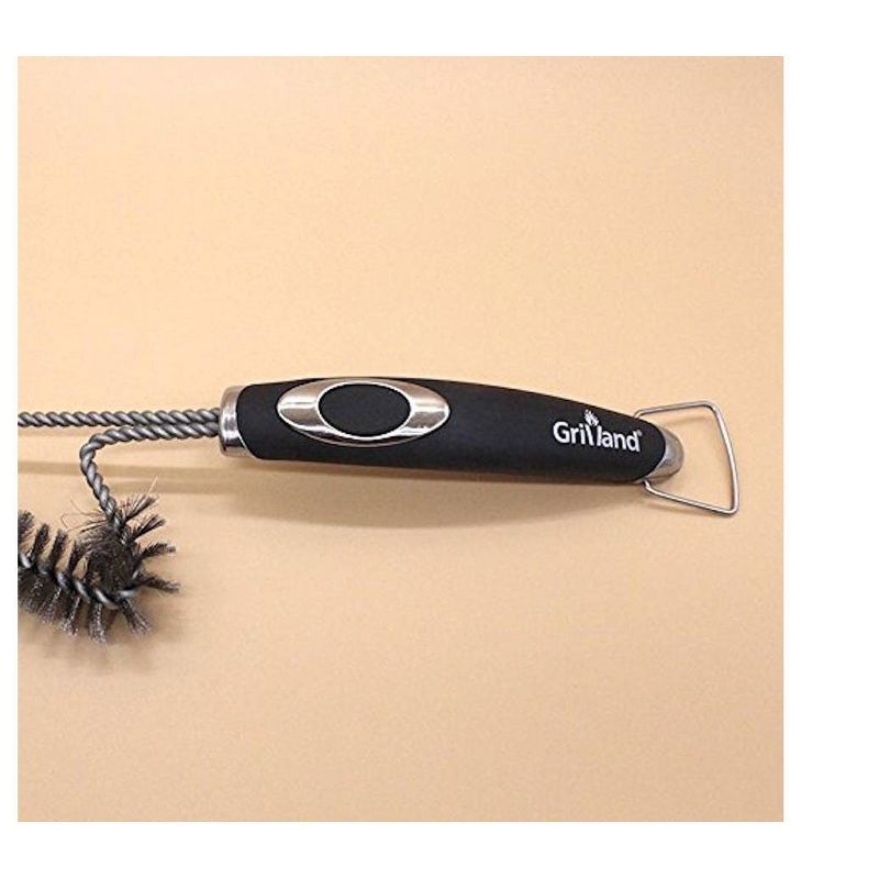 Barbecue Grill Brush 12". Durable Unique Shaped Brush Stainless Steel Bristle & TPR Soft-Grip Handle  for Smaller Grills & Deep Cleaning