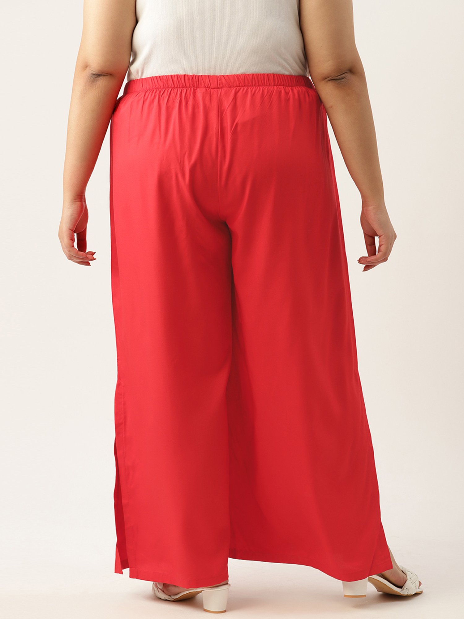theRebelinme Red High Rise Regular Fit Palazzos