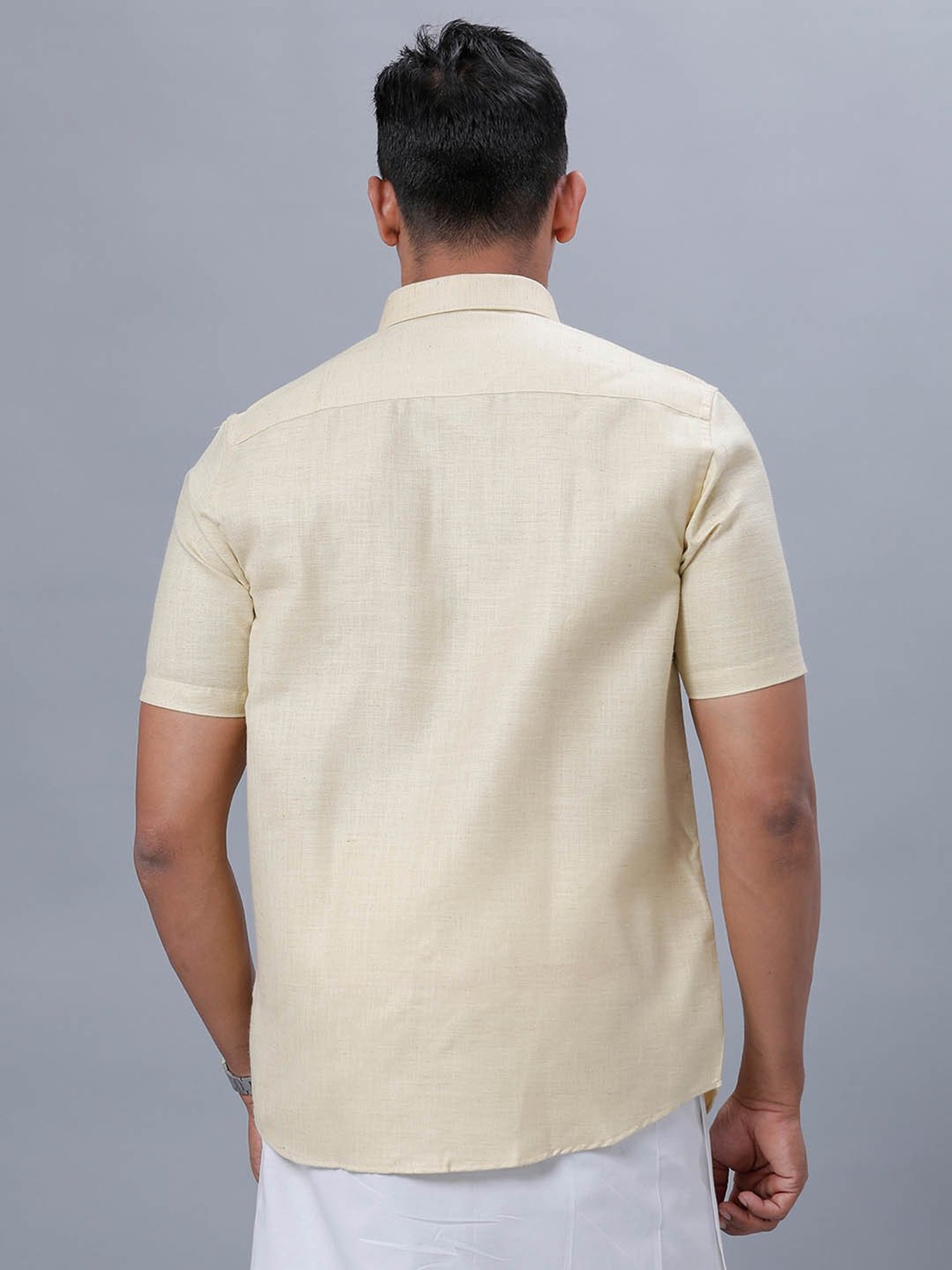 Ramraj Cream Cotton Regular Fit Shirt