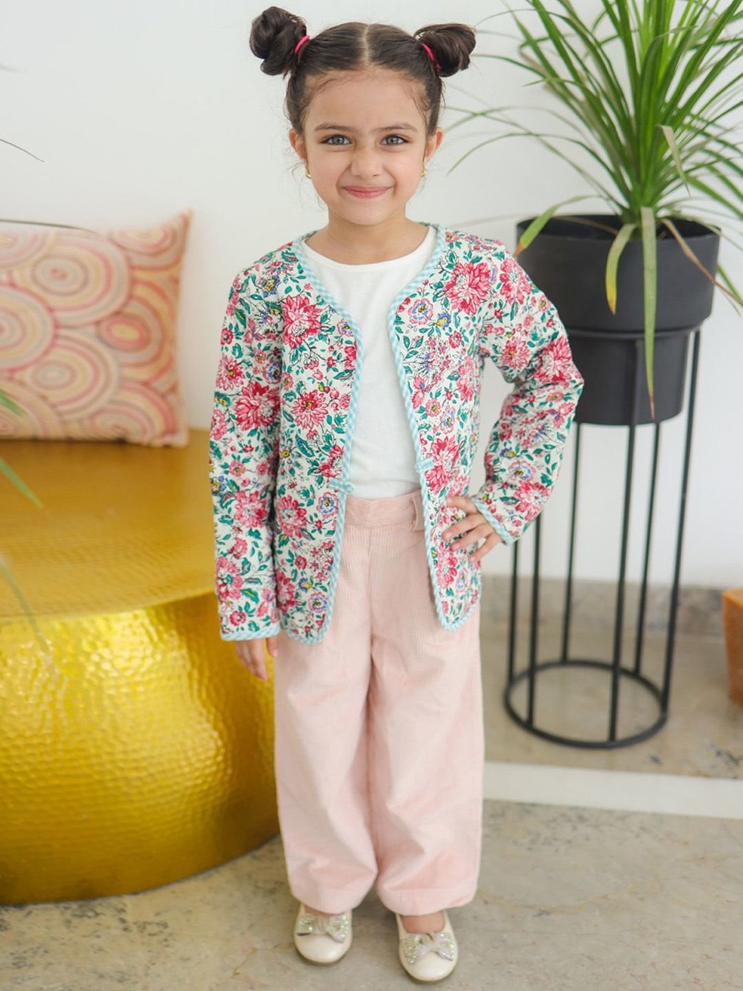 Budding Bees Kids Green & Red Printed Full Sleeves Jacket