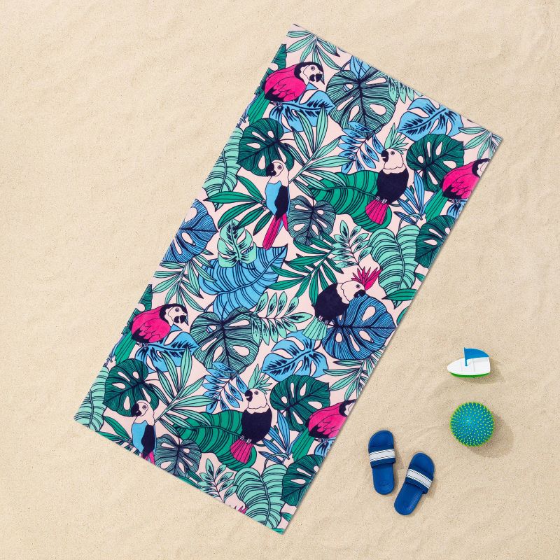 Floral Palm Printed Beach Towel - Sun Squad™