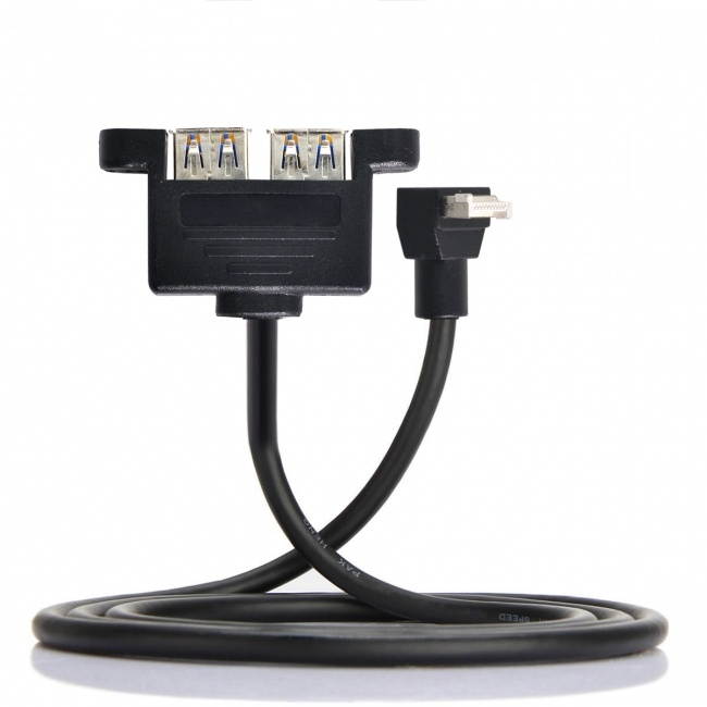CY USB 3.1 Front Panel Header Key-B to Dual USB 3.0 Type-A Female Extension Cable 50cm Panel Mount Type