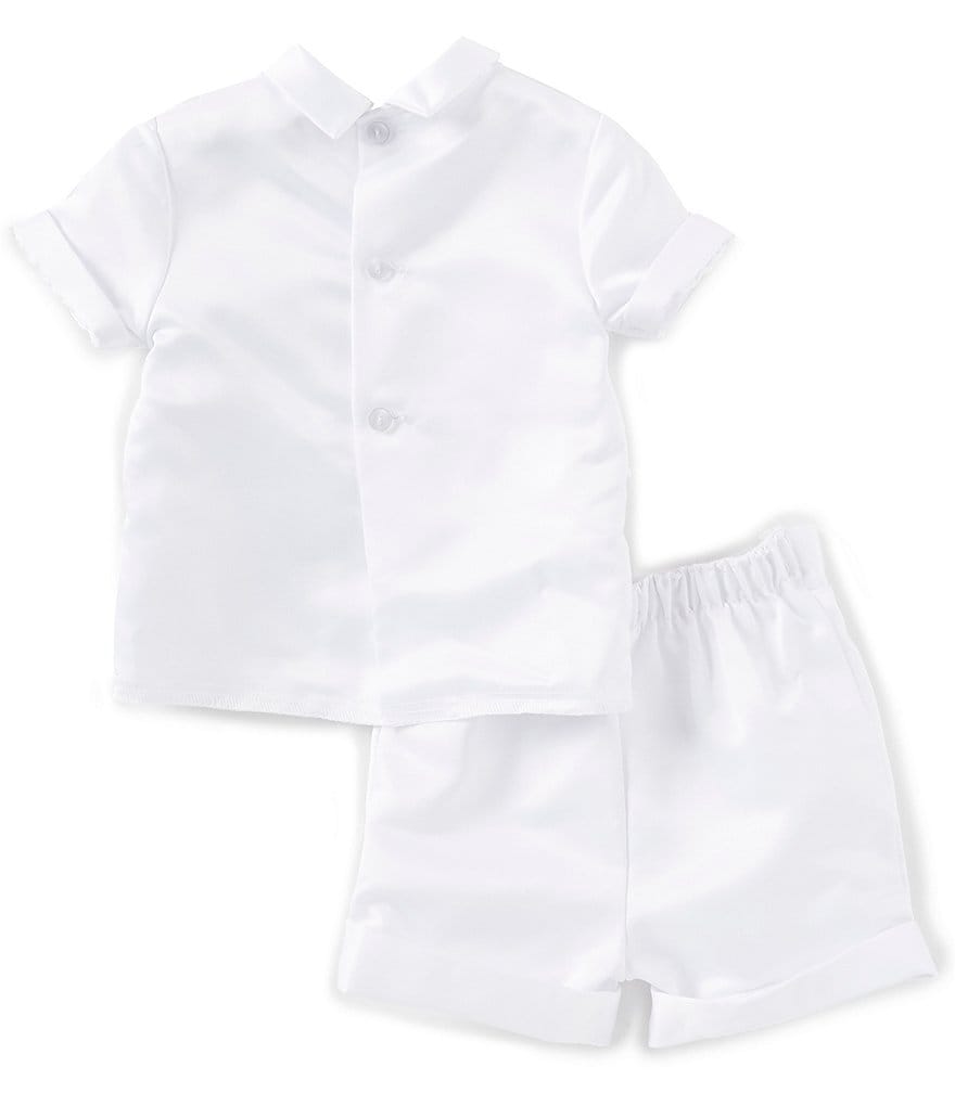 Edgehill Collection Baby Boys Newborn-9 Months Shirt & Cross Shortall Christening Set