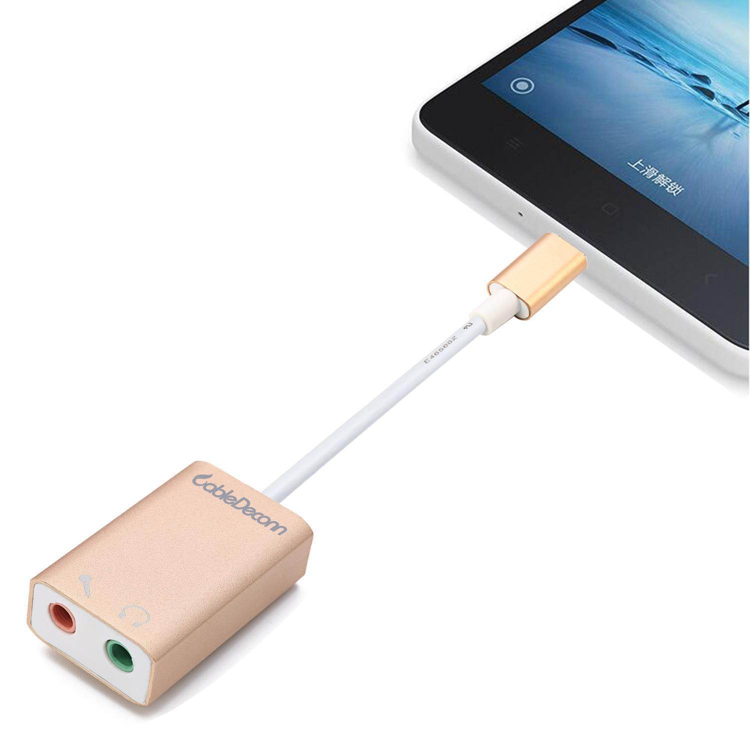 USB C Type C 3.1 to 3.5mm Stereo Microphone Earphone Audio Adaptor Cable Cord