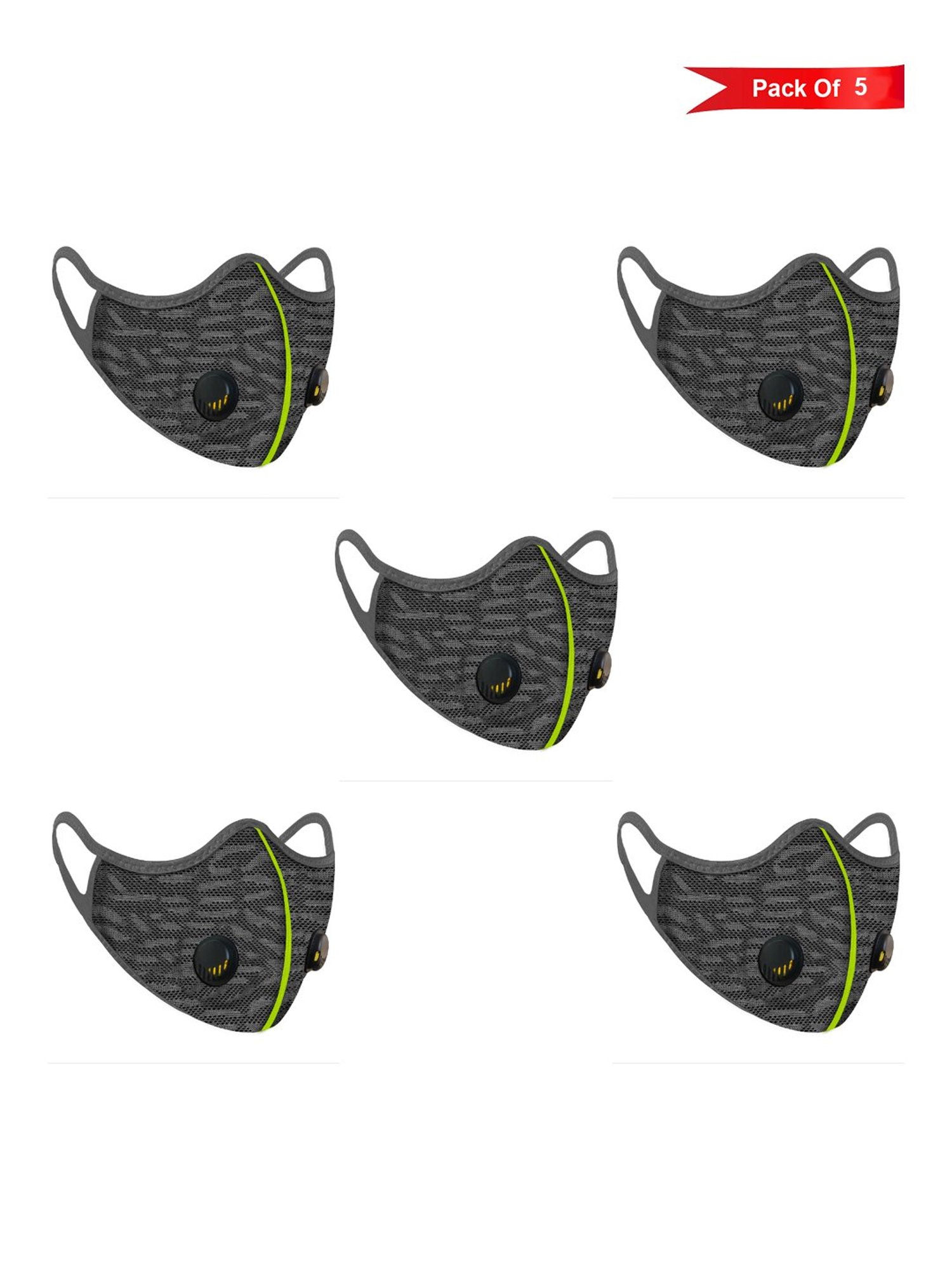 Lioncrown 4 Layered N95 Face Mask with Dural Air Valves - Pack of 5