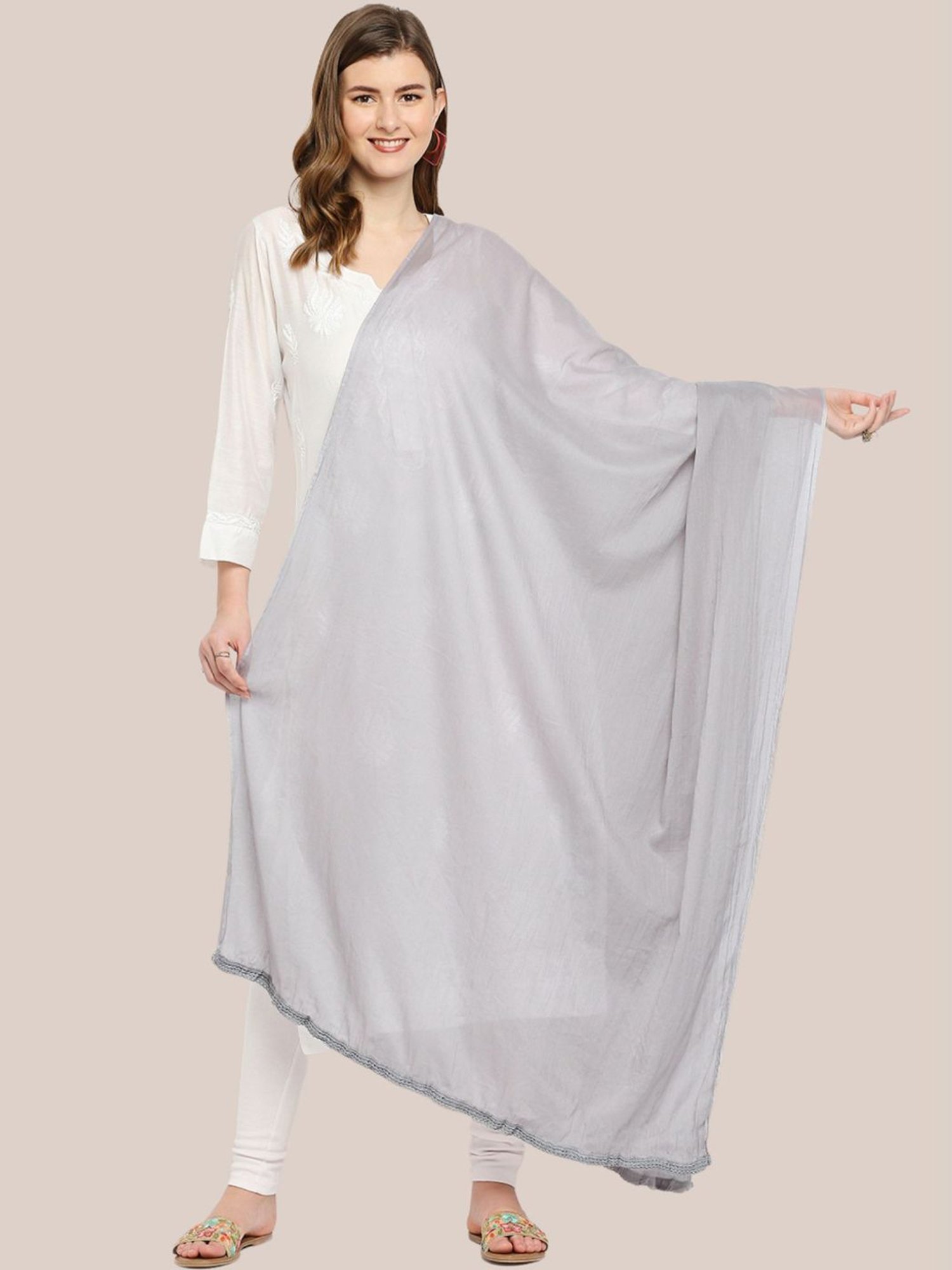 Dupatta Bazaar Grey Cotton Dupatta