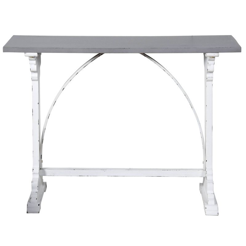 Distressed Metal and Wood Side Table Distressed White - Stylecraft
