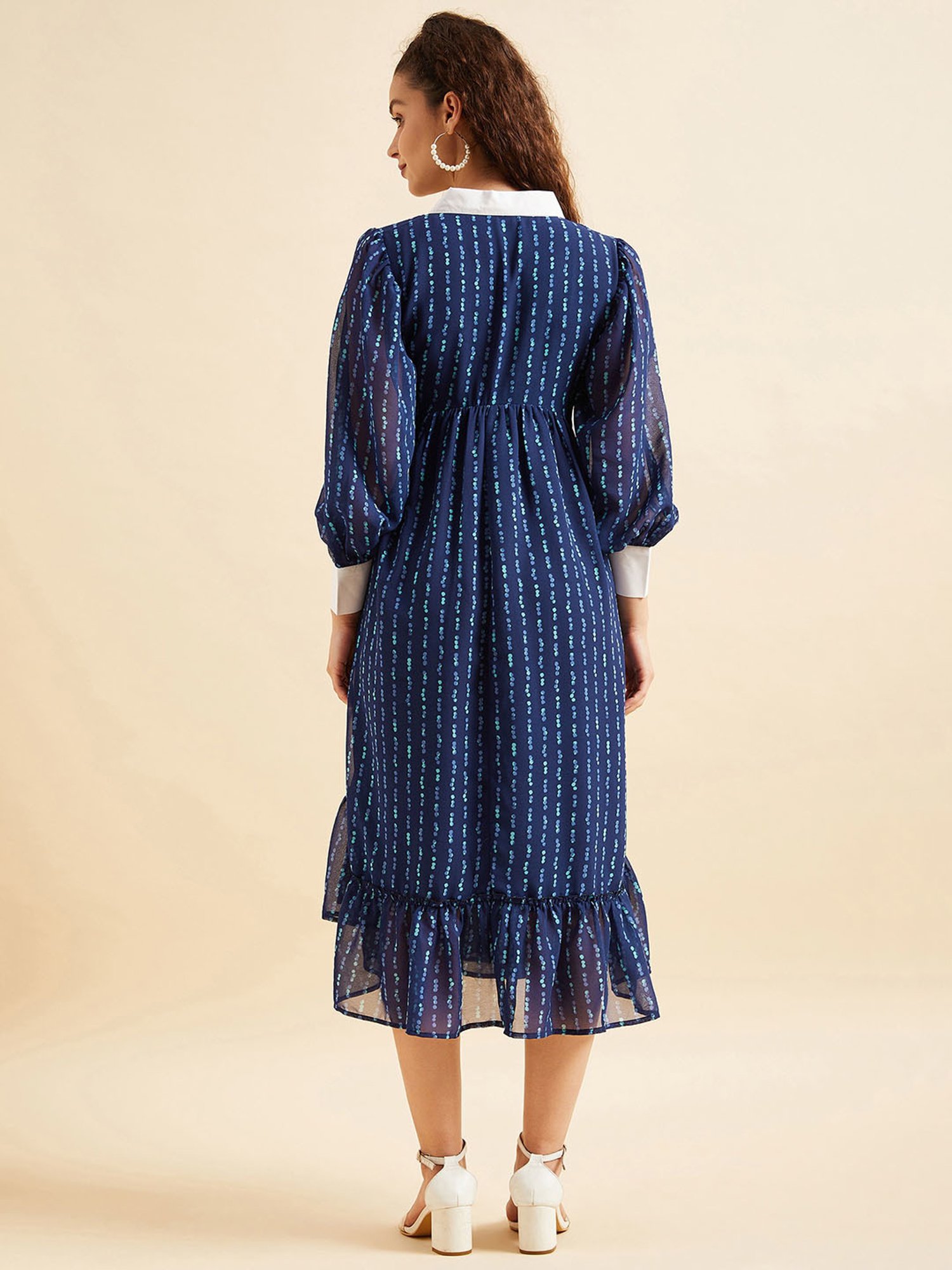 PANIT Blue Printed Ethnic Dress