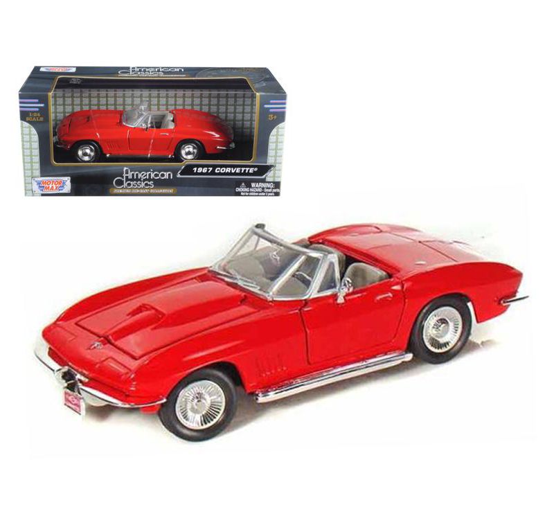 1967 Chevrolet Corvette Convertible Red 1/24 Diecast Model Car by Motormax
