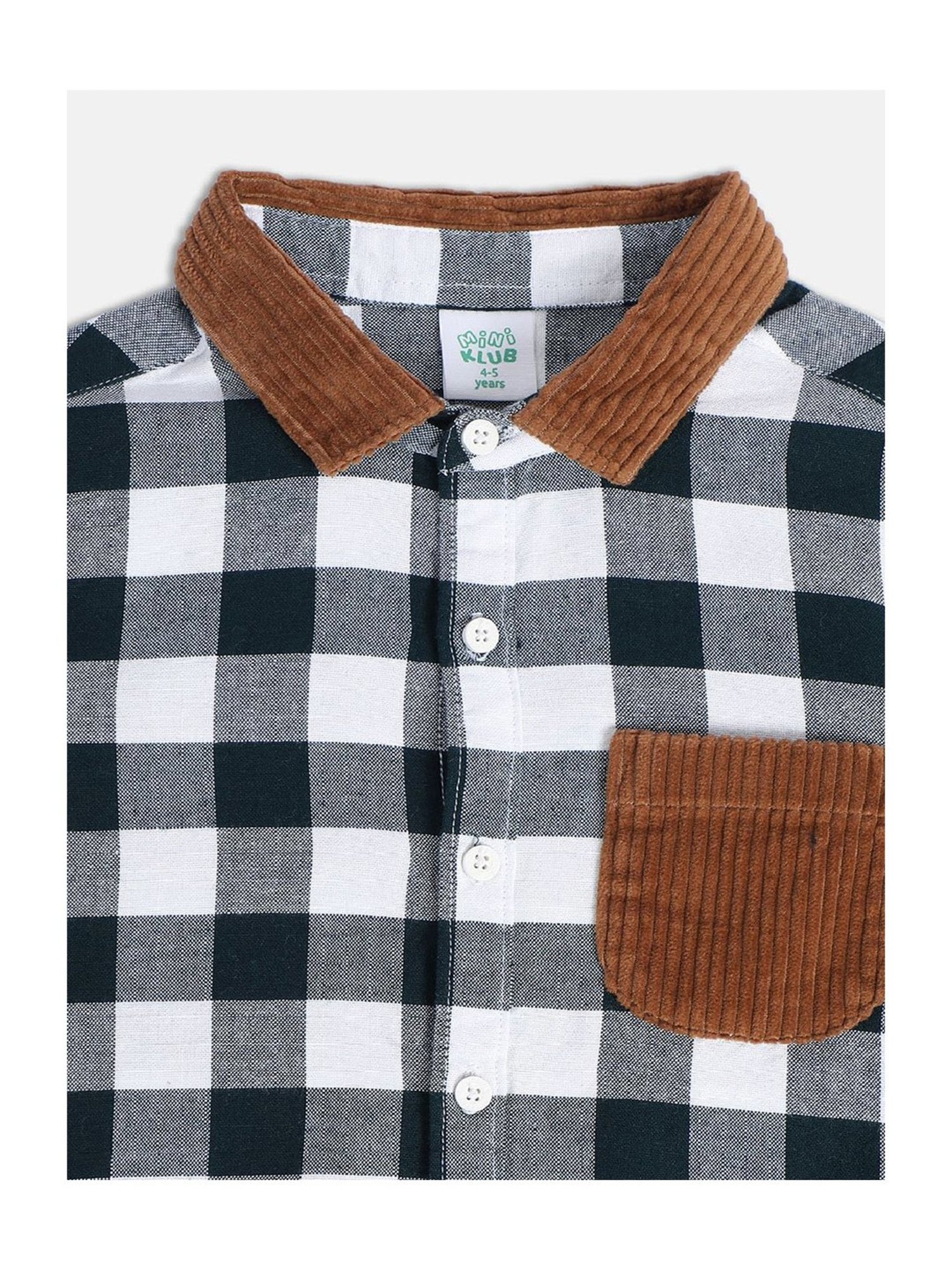 MINIKLUB Kids Black & White Checks Full Sleeves Shirt