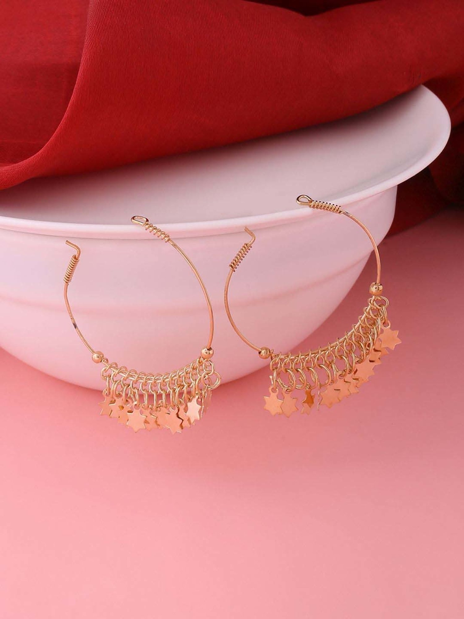 NVR Gold Plated Hoop Earrings for Women