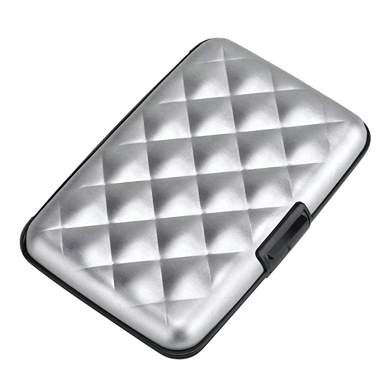 RFID Blocking Credit Card Protector Aluminum ID Case Hard Shell Business Card Holders Metal Wallet for Men or Women (Aluminum, Silver-L)