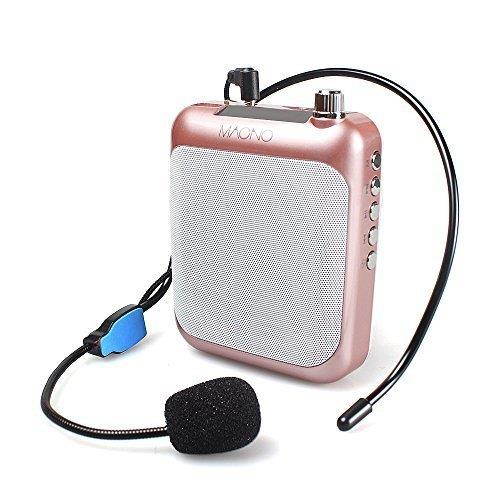 Voice Amplifier MAONO C01 Portable Professional Wired Microphone with Waistband and LED Display, Support FM, MP3 Format Audio for Coaches, Tour Guides, Kindergartener, Promotion,Meeting(Gold Rose)