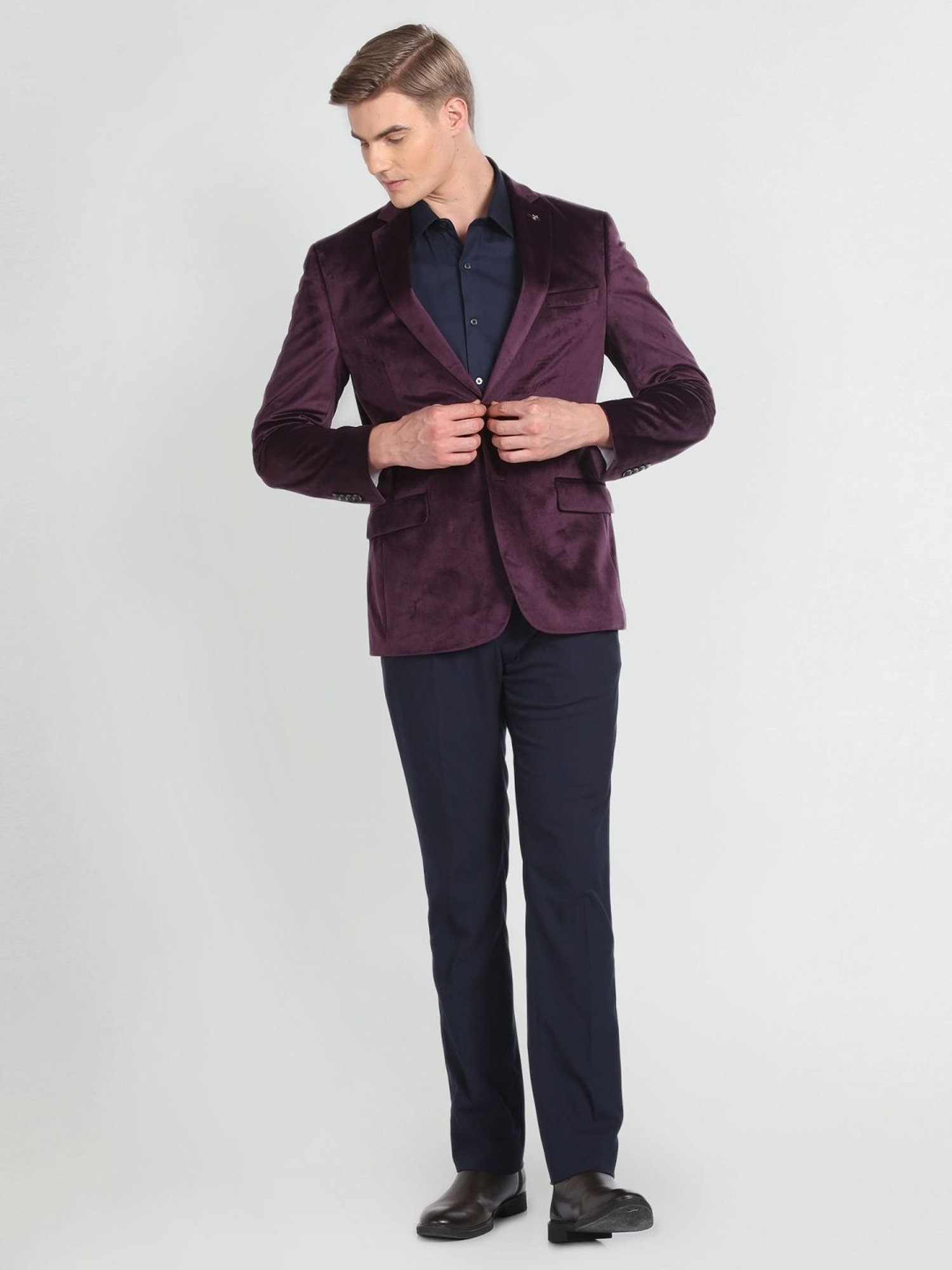 Arrow Maroon Regular Fit Blazer