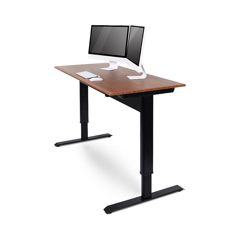 Luxor Furniture 48 Pneumatic Adjustable Desk, Teak Top SPN48F-BK/TK
