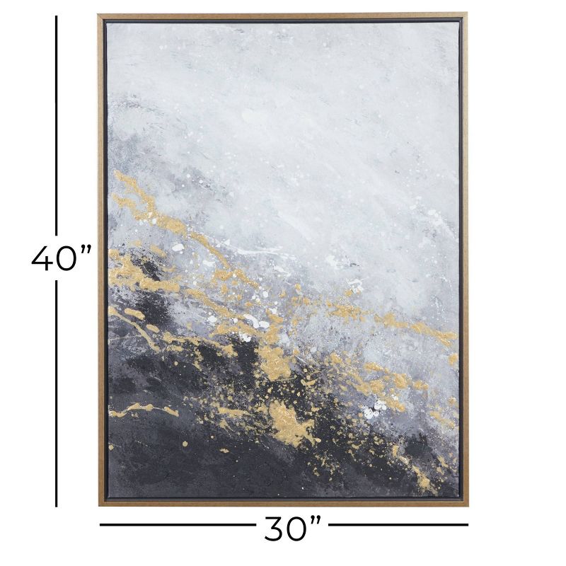 30" x 40" Rectangular Foil Abstract Corner Wall Art with Gold Wood Frame - CosmoLiving by Cosmopolitan