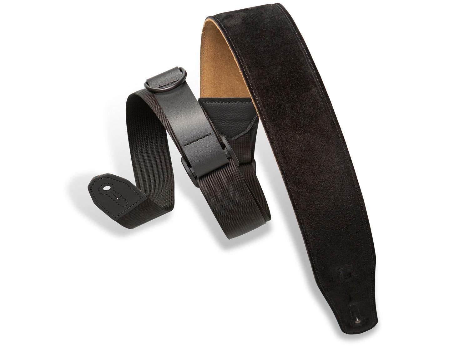 Levy's 2.5" MRHSP-BLK Right Height Suede Padded Guitar Strap, Black
