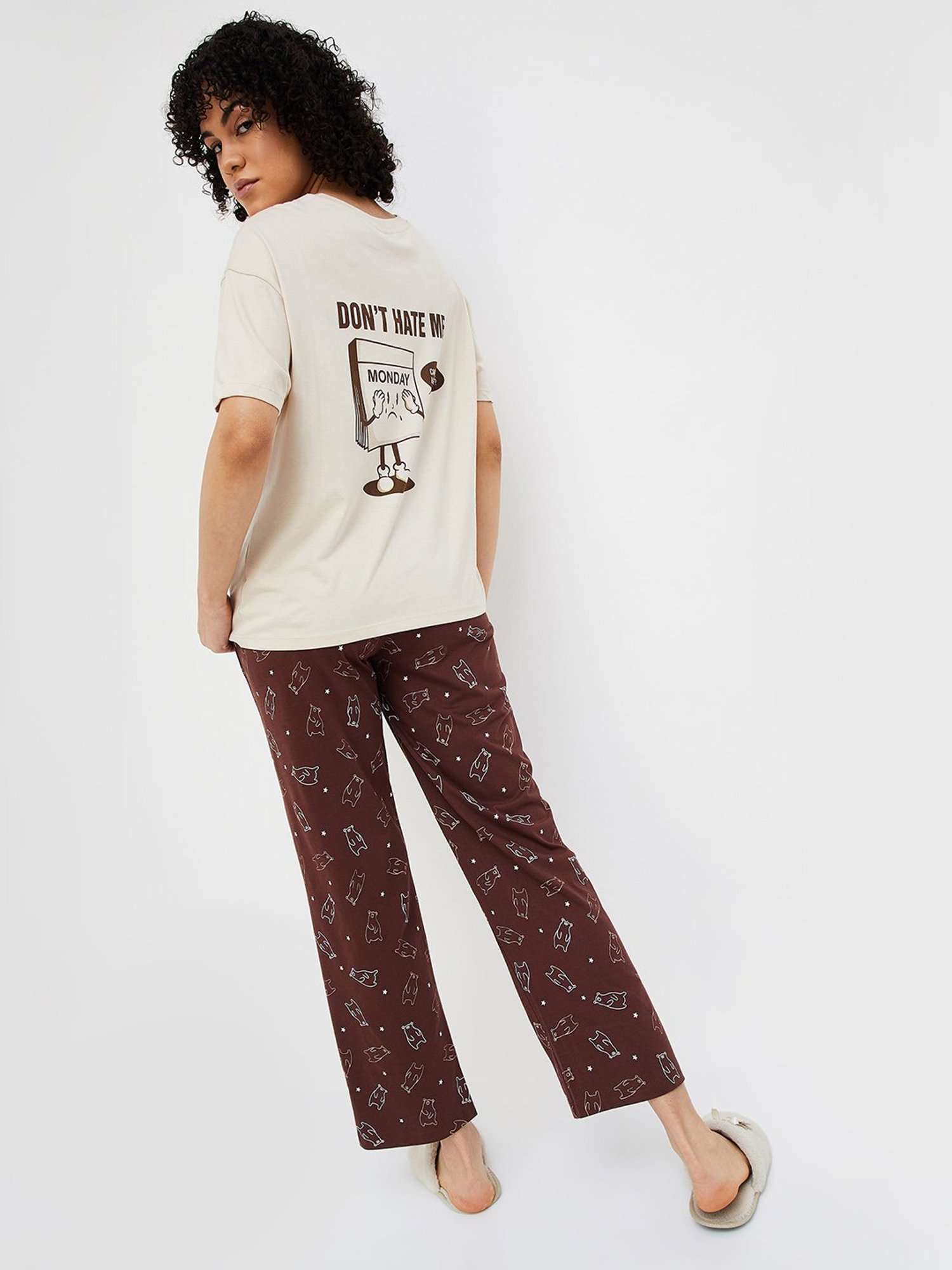 Ginger by Lifestyle Beige Cotton Graphic Print T-Shirt