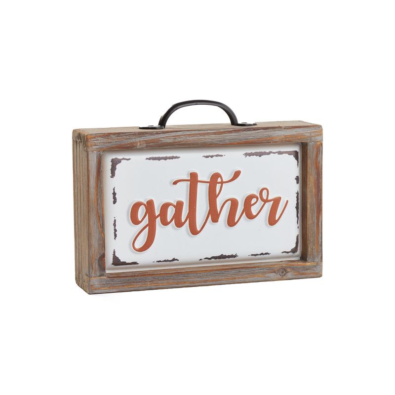 Lakeside Autumn Harvest Enamel Block Sign with Inspirational Sentiment - Gather