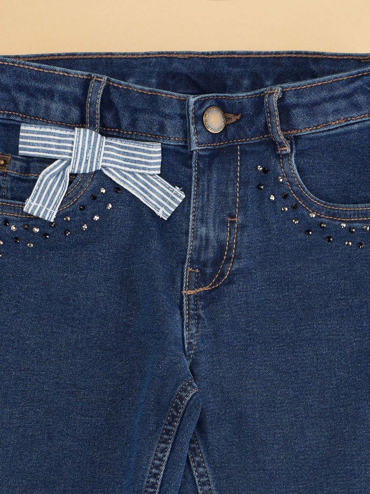 GJ baby Girls Blue Washed Jeans