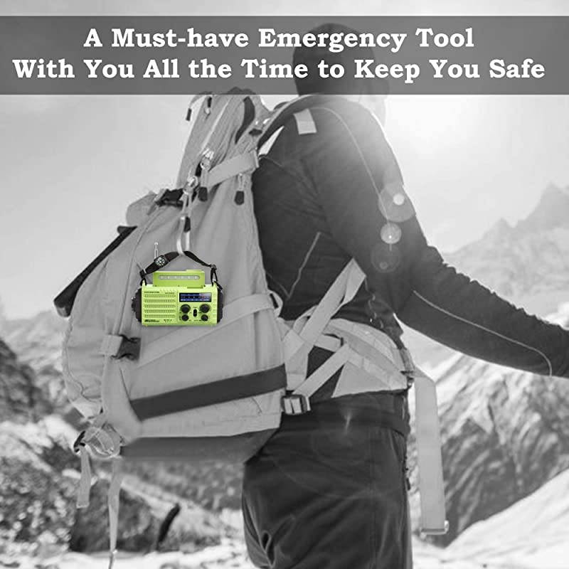 Emergency Solar Hand Crank Radio 5way Powered AMFMSWNOAA Weather Alert Radio Power Bank for Phone Charger SOS Loud AlarmLED FlashlightReading LampCompass for Camping Travelling Home