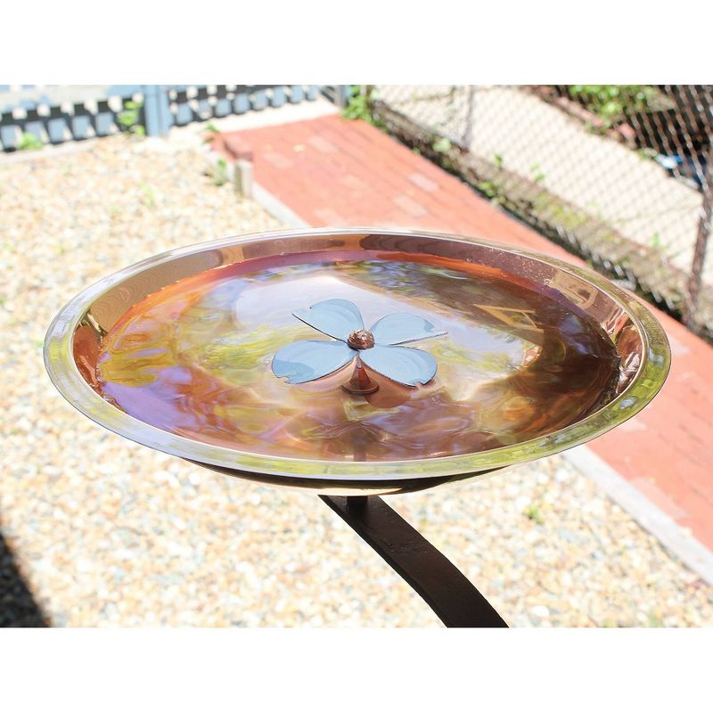 11.5" Dogwood Garden Birdbath with Wall Mount Bracket Copper Plated - ACHLA Designs