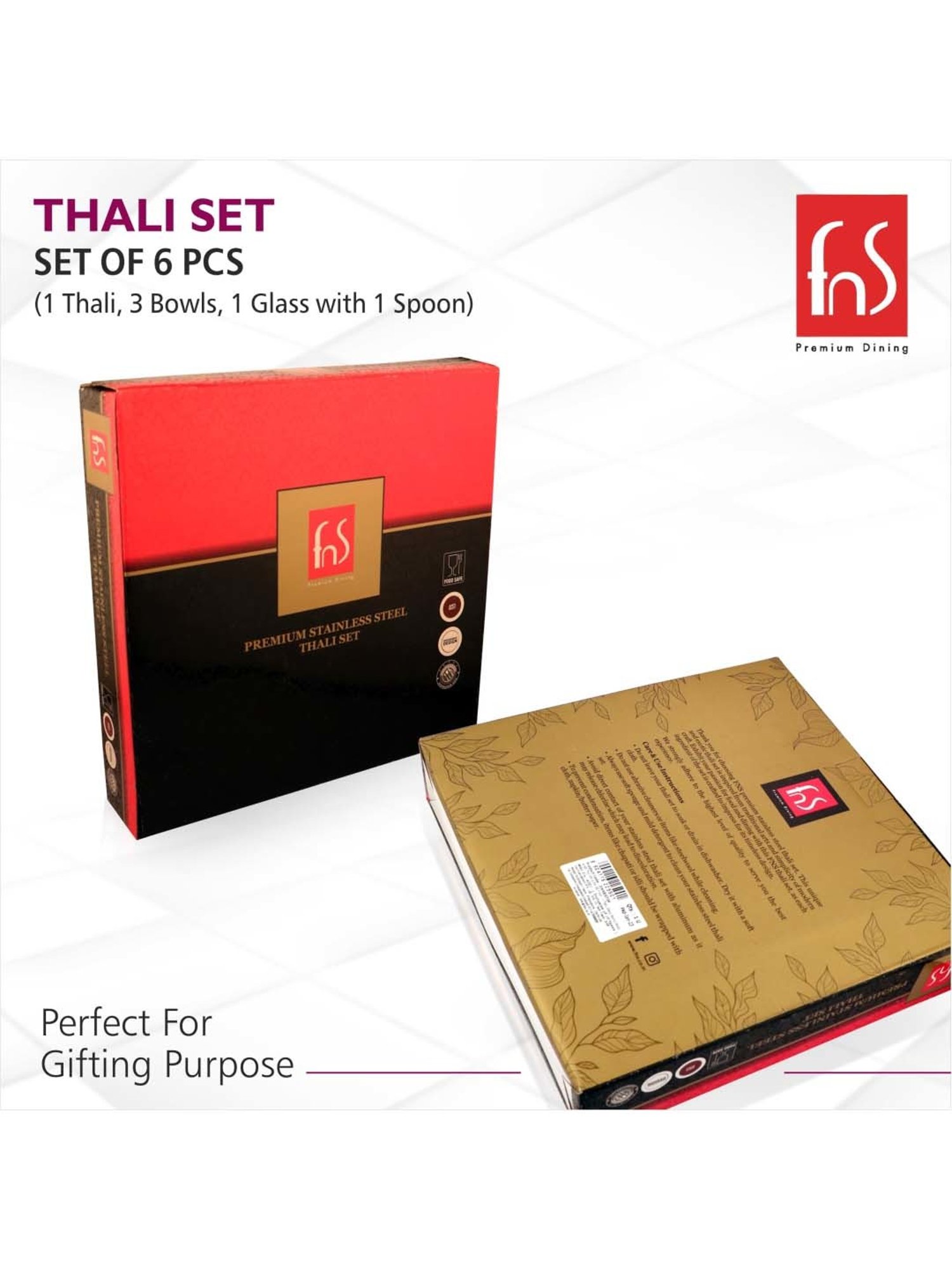 FnS Silver Stainless Steel 6-Piece Dinner Set