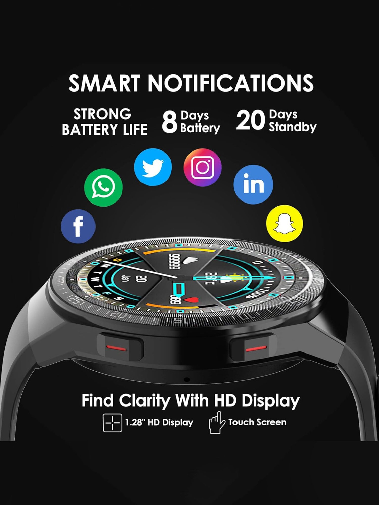 Probus MT3 Full Touch Screen Smartwatch (Black)
