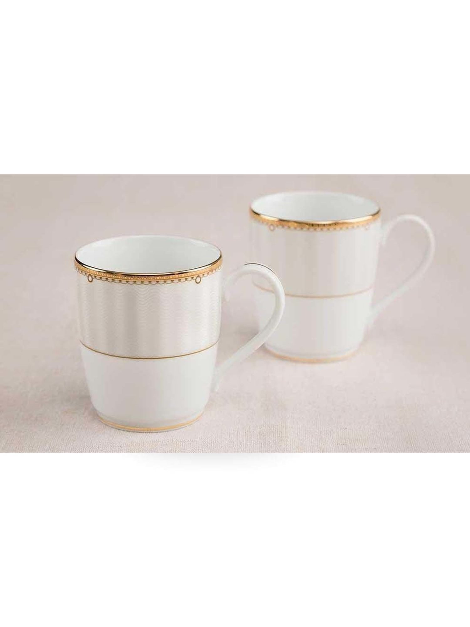 Noritake Monarch Gold White & Green Poreclain Coffee Mug (0.295 L) - Set of 6