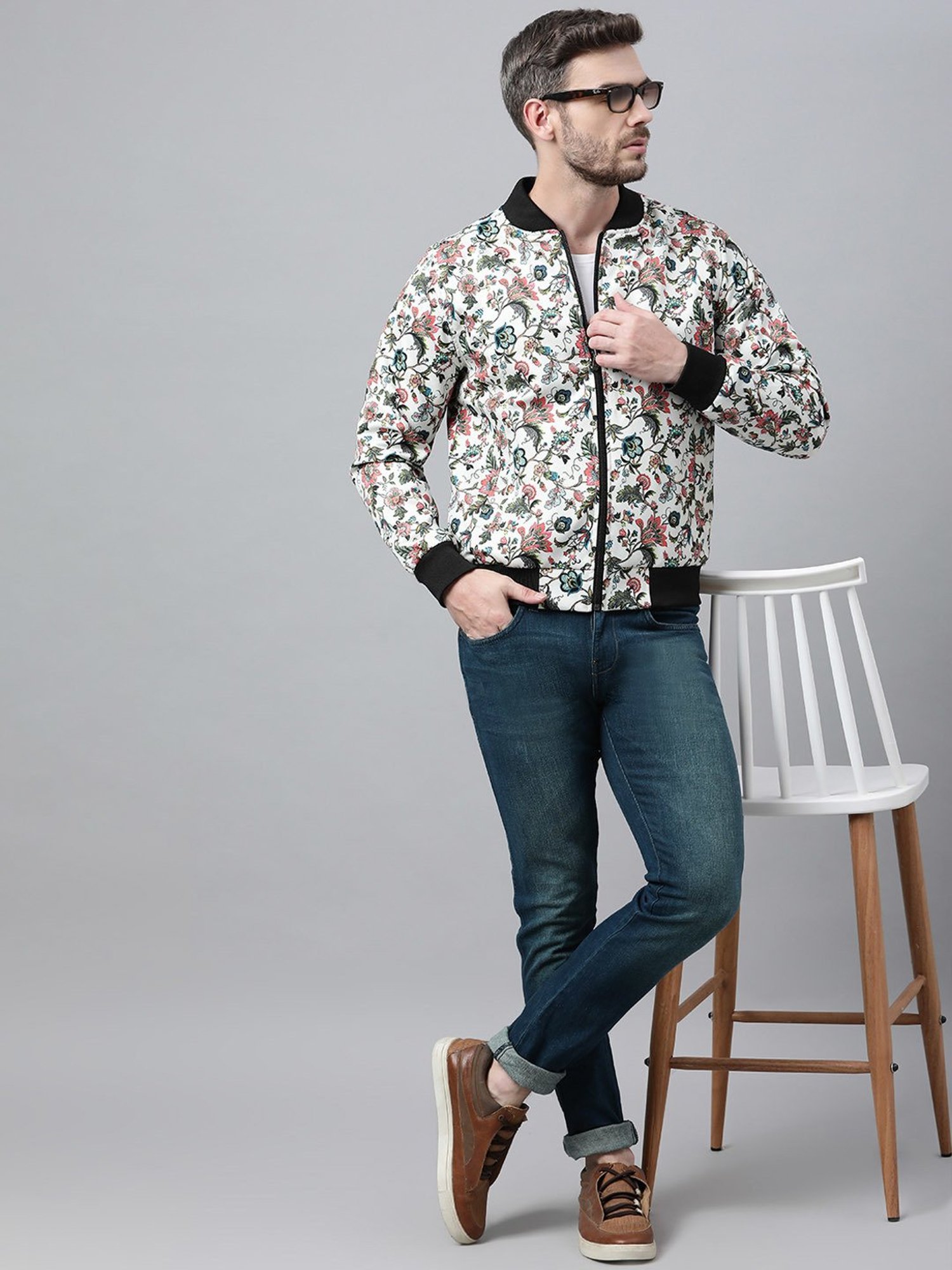 Hangup Plus Multicolor Regular Fit Floral Print Bomber Jacket