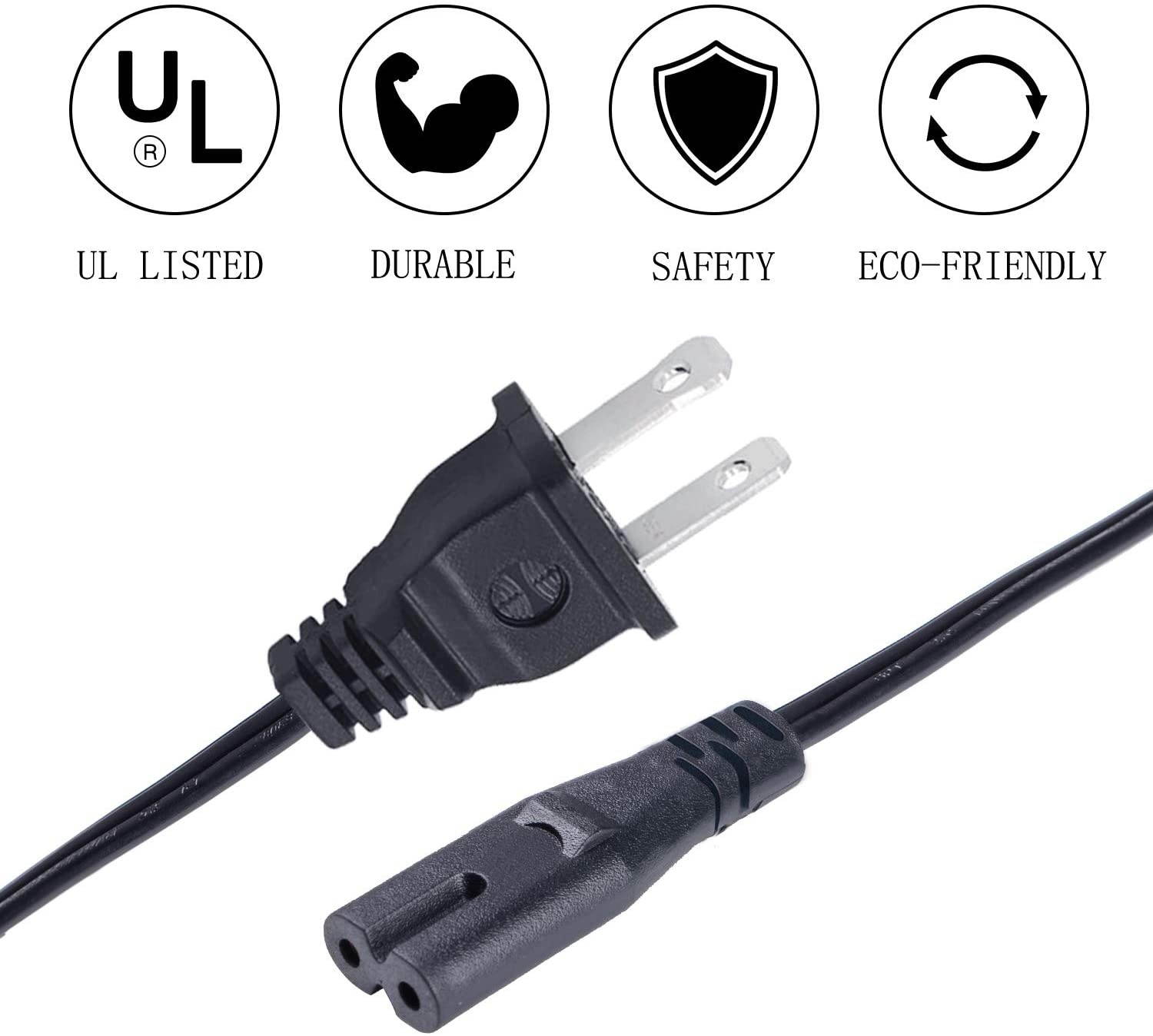 UL Figure 8 2 Prong Power Cord for Epson Expression Premium XP-7100 XP-4100,Photo XP-8600 XP-15000 XP-970,Expression xp-640 XP-446 XP-310 XP-410 Printer AC Power Cord IEC C7 Cable Replacement