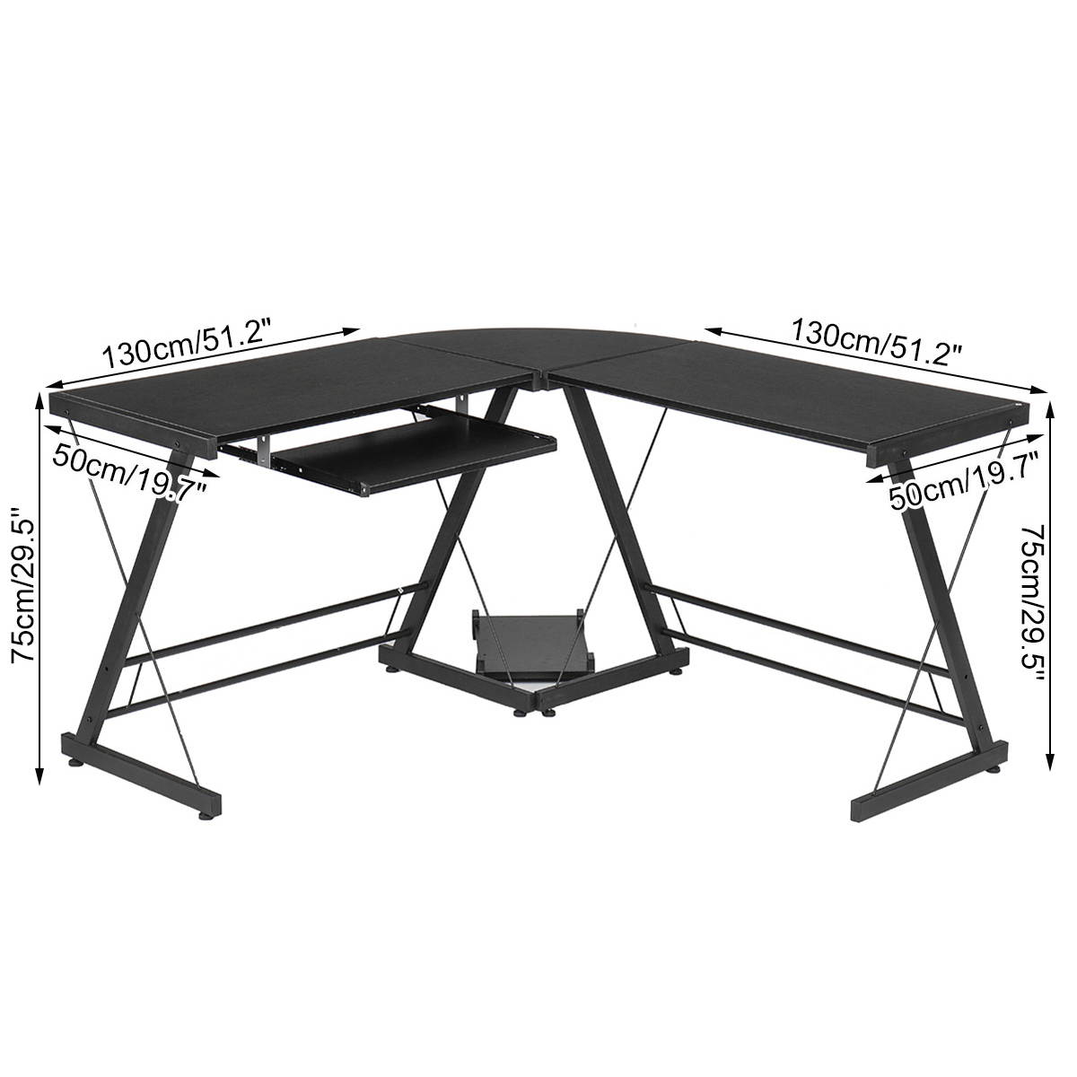 Gaming Desk, L-Shaped Professional E-Sport Gamer Workstation with Keyboard Drawer & High Class Wood Surface, Ergonomic PC Gaming Table for Home Office,Grey Black,GT146