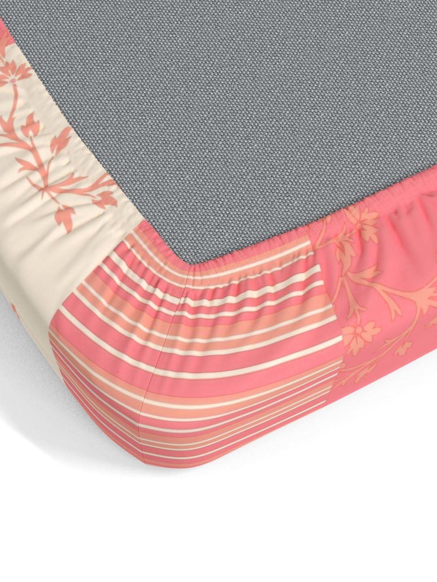 Dreamscape Peach Cotton 140 TC Single Fitted Bedsheet With 1 Pillow Cover